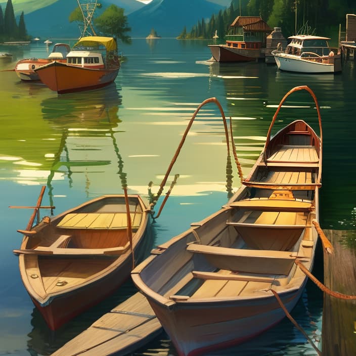  Mountains, lakes, boats, sun