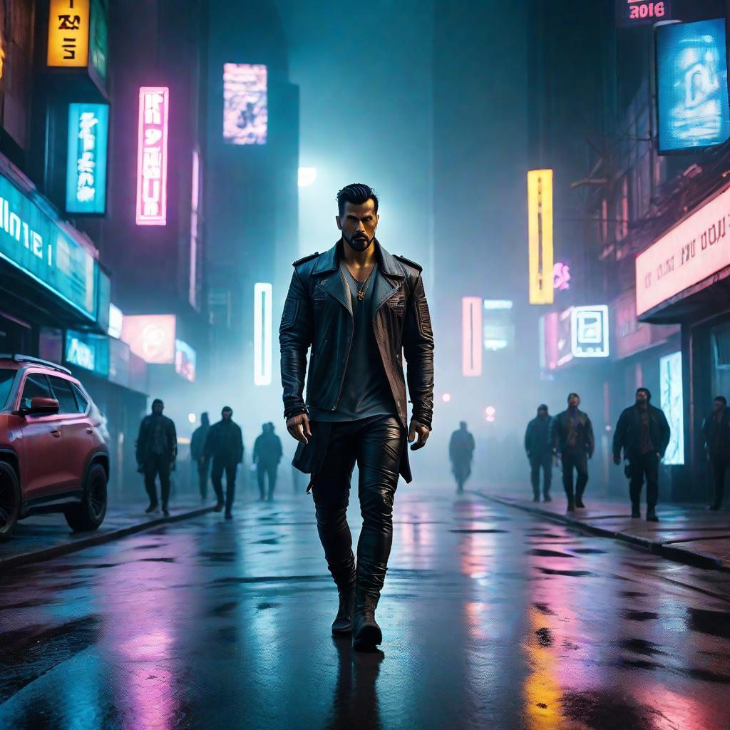  Mine Tugay walks barefoot in a cyberpunk atmosphered city hyperrealistic, full body, detailed clothing, highly detailed, cinematic lighting, stunningly beautiful, intricate, sharp focus, f/1. 8, 85mm, (centered image composition), (professionally color graded), ((bright soft diffused light)), volumetric fog, trending on instagram, trending on tumblr, HDR 4K, 8K