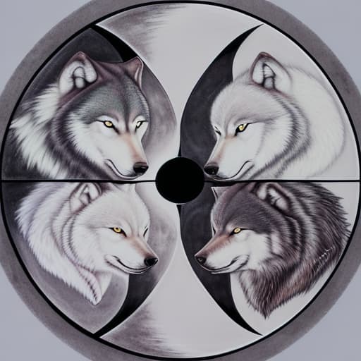  Wolf , yin yang , moon