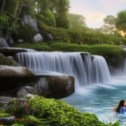  A group of happy children are playing in the water very happy hyperrealistic, full body, detailed clothing, highly detailed, cinematic lighting, stunningly beautiful, intricate, sharp focus, f/1. 8, 85mm, (centered image composition), (professionally color graded), ((bright soft diffused light)), volumetric fog, trending on instagram, trending on tumblr, HDR 4K, 8K