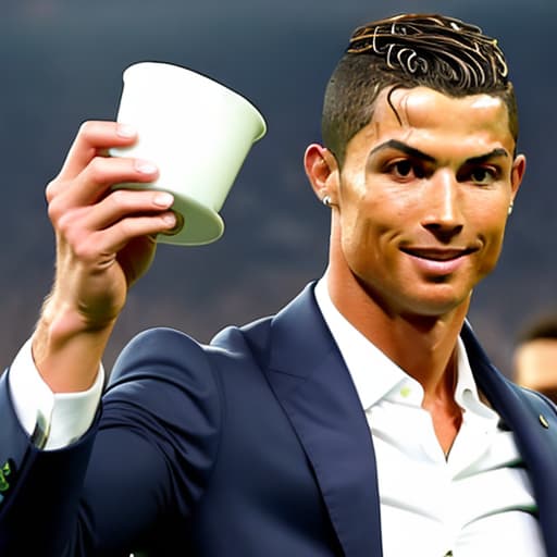  Cristiano Ronaldo with a white cup of lean in his hand