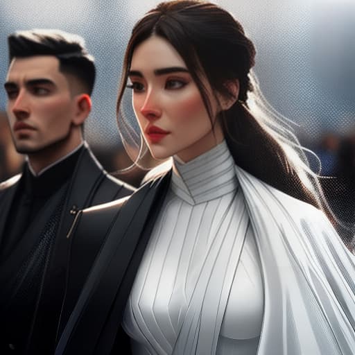  a handsome boy looking intensively at a beautiful girl in front of him hyperrealistic, full body, detailed clothing, highly detailed, cinematic lighting, stunningly beautiful, intricate, sharp focus, f/1. 8, 85mm, (centered image composition), (professionally color graded), ((bright soft diffused light)), volumetric fog, trending on instagram, trending on tumblr, HDR 4K, 8K