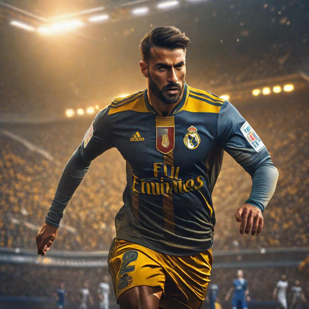  Genera al real Madrid vs tigres de uanl, realistic, portrait, art by donato giancola and greg rutkowski, realistic face, digital art, trending on artstation hyperrealistic, full body, detailed clothing, highly detailed, cinematic lighting, stunningly beautiful, intricate, sharp focus, f/1. 8, 85mm, (centered image composition), (professionally color graded), ((bright soft diffused light)), volumetric fog, trending on instagram, trending on tumblr, HDR 4K, 8K