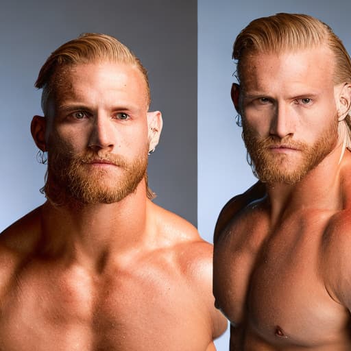 portrait+ style WWE queer blonde hunk dude face