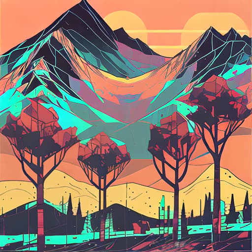 nvinkpunk Whimsical mountains and trees mosaic