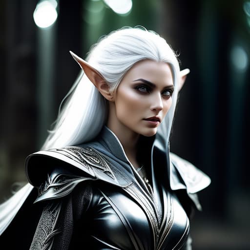  RAW photo, dark elf woman 25 years old with white hair with extremely gray skin, fantasy world, extremely detailed, high quality, film grain, ultra realistic close up portrait, healer dressed in a cloth tunic hyperrealistic, full body, detailed clothing, highly detailed, cinematic lighting, stunningly beautiful, intricate, sharp focus, f/1. 8, 85mm, (centered image composition), (professionally color graded), ((bright soft diffused light)), volumetric fog, trending on instagram, trending on tumblr, HDR 4K, 8K
