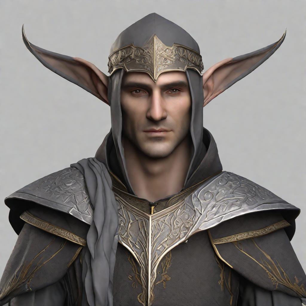  masterpiece, best quality, masterpiece, 8k resolution, realistic, highly detailed, medieval, grey elf, mage, male