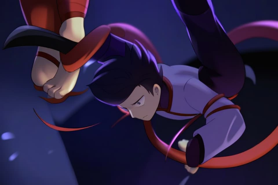  Ninja, acrobat, dynamism, high angle, ninja, beautiful boy, acrobatic, ninjutsu, sword, tense feeling, night, night, detail