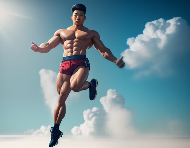  health, muscle, freedom, Chinese beautiful boy, flying， body，chest hair hyperrealistic, full body, detailed clothing, highly detailed, cinematic lighting, stunningly beautiful, intricate, sharp focus, f/1. 8, 85mm, (centered image composition), (professionally color graded), ((bright soft diffused light)), volumetric fog, trending on instagram, trending on tumblr, HDR 4K, 8K