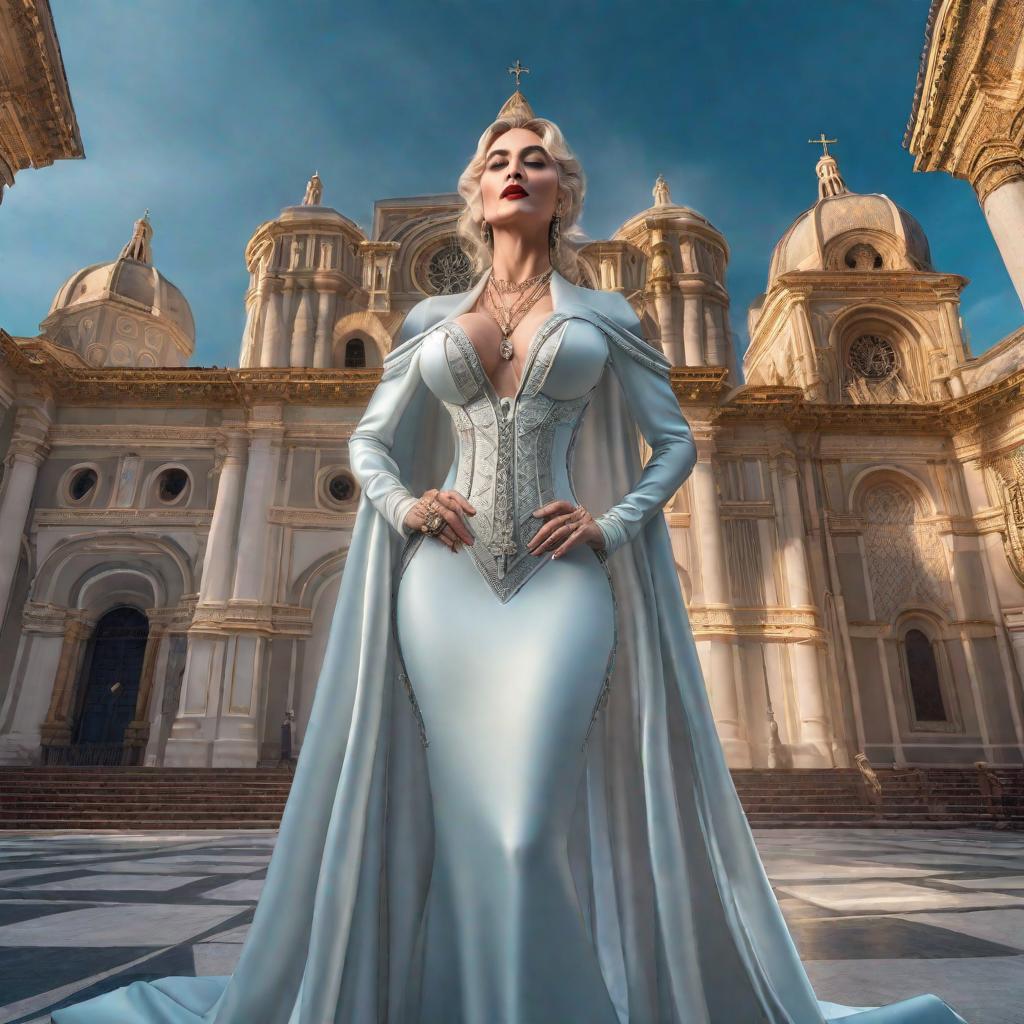  Madonna and true blue hyperrealistic, full body, detailed clothing, highly detailed, cinematic lighting, stunningly beautiful, intricate, sharp focus, f/1. 8, 85mm, (centered image composition), (professionally color graded), ((bright soft diffused light)), volumetric fog, trending on instagram, trending on tumblr, HDR 4K, 8K