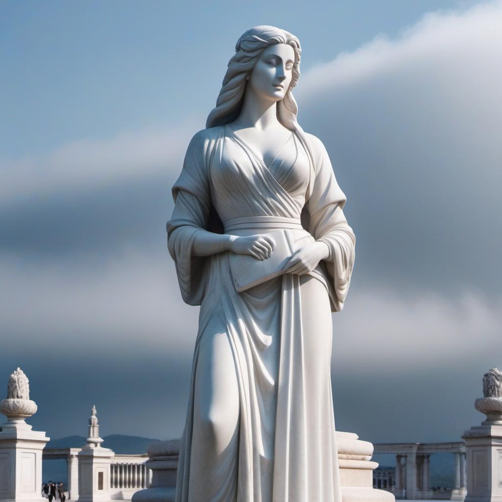  statue, marble, granite, serenity, pedestal, woman hyperrealistic, full body, detailed clothing, highly detailed, cinematic lighting, stunningly beautiful, intricate, sharp focus, f/1. 8, 85mm, (centered image composition), (professionally color graded), ((bright soft diffused light)), volumetric fog, trending on instagram, trending on tumblr, HDR 4K, 8K