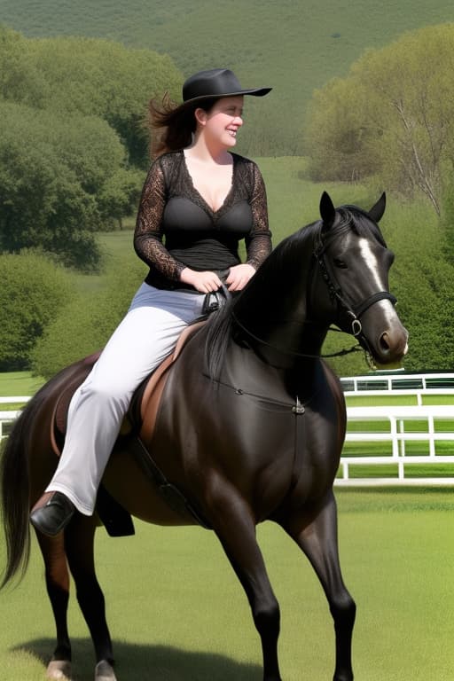  with big in lacy black riding a horse