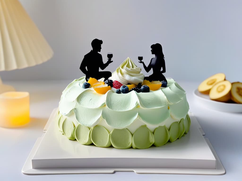  A minimalistic and elegant illustration showcasing two silhouettes representing Australia and New Zealand delicately holding a pavlova dessert together, symbolizing the friendly rivalry and shared history behind the creation of pavlova. The background is a soft gradient of pastel colors, highlighting the unity and collaboration between the two nations in the culinary world. hyperrealistic, full body, detailed clothing, highly detailed, cinematic lighting, stunningly beautiful, intricate, sharp focus, f/1. 8, 85mm, (centered image composition), (professionally color graded), ((bright soft diffused light)), volumetric fog, trending on instagram, trending on tumblr, HDR 4K, 8K