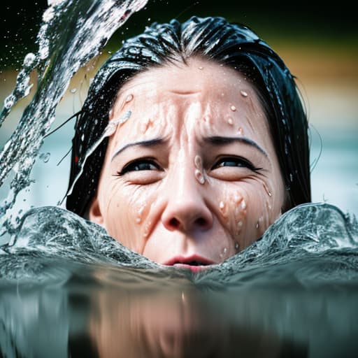  woman's face sticking from the water