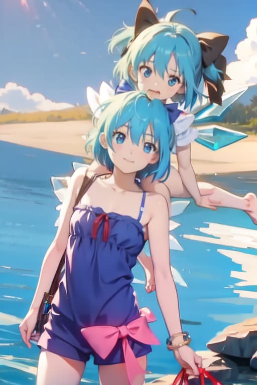  Cirno, bikini, Ghibli style