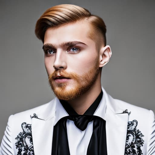 portrait+ style Russian queer pop singer blonde hunk dude face