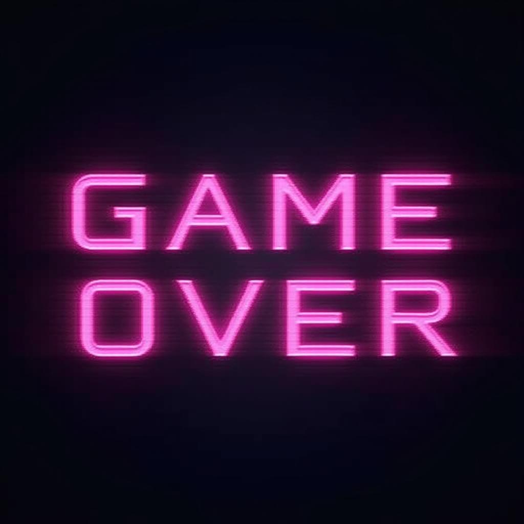  good quality, high quality, abstract neon 'game over' inscription with glitch and blur effects