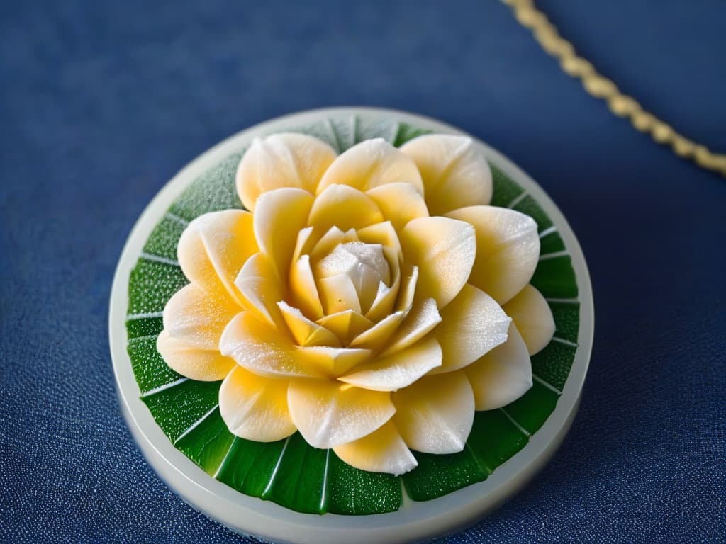  A closeup, ultradetailed image of a perfectly crystallized sugar flower on a delicate dessert, showcasing intricate geometric patterns and glistening under soft lighting, emphasizing the artistry and precision of sugar crystallization for unique dessert decorations. hyperrealistic, full body, detailed clothing, highly detailed, cinematic lighting, stunningly beautiful, intricate, sharp focus, f/1. 8, 85mm, (centered image composition), (professionally color graded), ((bright soft diffused light)), volumetric fog, trending on instagram, trending on tumblr, HDR 4K, 8K