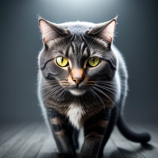  a cat with 6 eyes hyperrealistic, full body, detailed clothing, highly detailed, cinematic lighting, stunningly beautiful, intricate, sharp focus, f/1. 8, 85mm, (centered image composition), (professionally color graded), ((bright soft diffused light)), volumetric fog, trending on instagram, trending on tumblr, HDR 4K, 8K