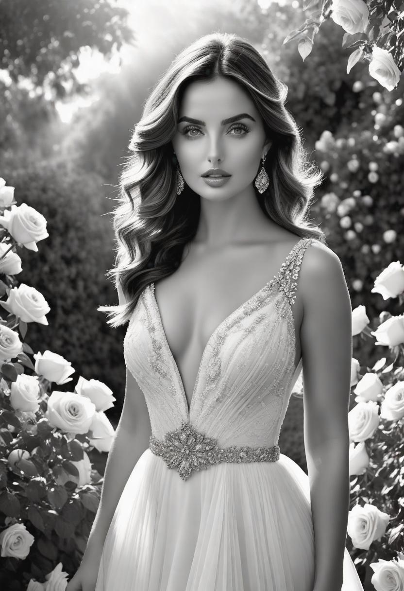  1. Ana De Armas, exuding elegance and grace, stands in a sunlit garden wearing a flowing, vintage-inspired gown, surrounded by vibrant roses and a soft, warm breeze rustling her hair.

2. Ana De Armas, captured in a dramatic, black and white portrait, staring intensely into the camera, her piercing gaze accentuated by soft, directional lighting that casts deep shadows on her face, highlighting every contour and emotion.

3. Ana De Armas, dressed in a sleek, modern outfit, confidently struts down a busy urban street at night, neon lights reflecting on wet pavements, creating an atmosphere of mystery and sophistication. hyperrealistic, full body, detailed clothing, highly detailed, cinematic lighting, stunningly beautiful, intricate, sharp focus, f/1. 8, 85mm, (centered image composition), (professionally color graded), ((bright soft diffused light)), volumetric fog, trending on instagram, trending on tumblr, HDR 4K, 8K
