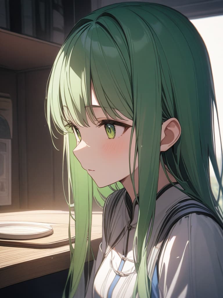  Green hair character Takebayashi tei, masterpiece, best quality,8k,ultra detailed,high resolution,an extremely delicate and beautiful,hyper detail