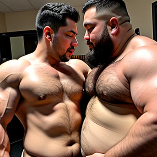  Fat man eating muscular man