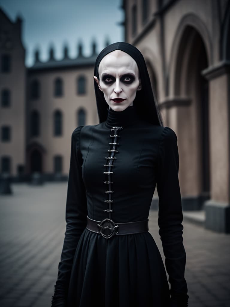  cinematic photo female Nosferatu woman, small, skinny, (excellent quality, 4k, hq texture, hdr, detailed), horrror, gothic . 35mm photograph, film, bokeh, professional, 4k, highly detailed