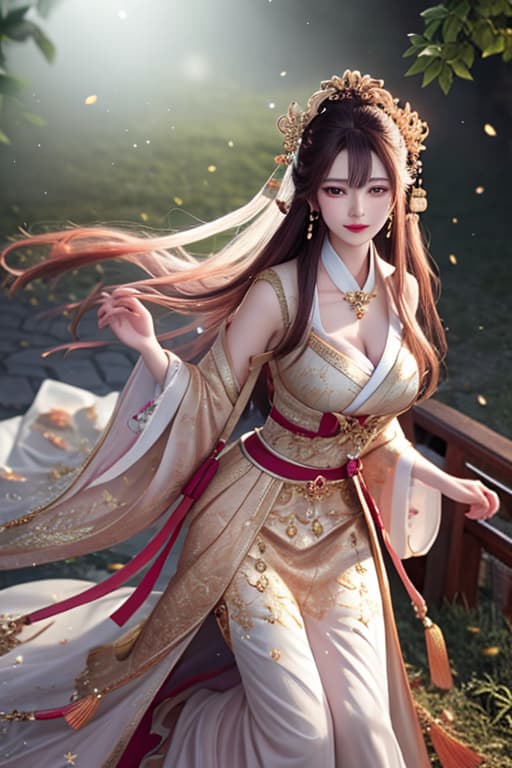  best quality, masterpiece, highres, 1girl,blush,(seductive smile:0.8),star shaped pupils,china hanfu,hair ornament,necklace, jewelry,Beautiful face,upon body, tyndall effect,photorealistic, dark studio, rim lighting, two tone lighting,(high detailed skin:1.2), 8k uhd, dslr, soft lighting, high quality, volumetric lighting, candid, Photograph, high resolution, 4k, 8k, Bokeh hyperrealistic, full body, detailed clothing, highly detailed, cinematic lighting, stunningly beautiful, intricate, sharp focus, f/1. 8, 85mm, (centered image composition), (professionally color graded), ((bright soft diffused light)), volumetric fog, trending on instagram, trending on tumblr, HDR 4K, 8K