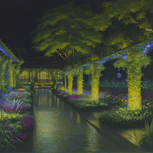  painting of night garden