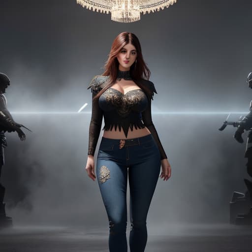   thigh wearing Tight jeans while showing her  hyperrealistic, full body, detailed clothing, highly detailed, cinematic lighting, stunningly beautiful, intricate, sharp focus, f/1. 8, 85mm, (centered image composition), (professionally color graded), ((bright soft diffused light)), volumetric fog, trending on instagram, trending on tumblr, HDR 4K, 8K