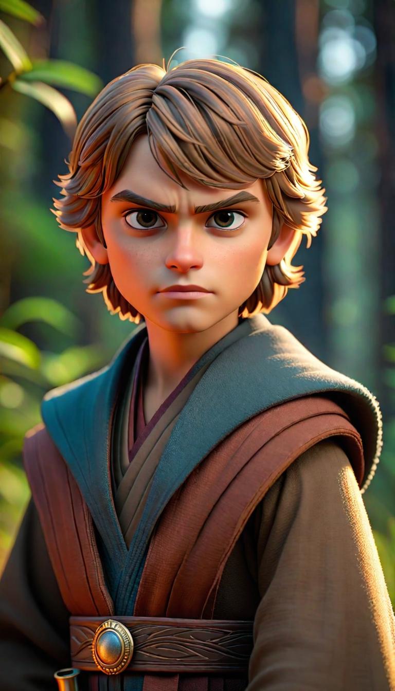  Professional 3D model of tiny anakin skywalker . Rendered with Octane, the model is highly detailed,dramatic lighting. hyperrealistic, full body, detailed clothing, highly detailed, cinematic lighting, stunningly beautiful, intricate, sharp focus, f/1. 8, 85mm, (centered image composition), (professionally color graded), ((bright soft diffused light)), volumetric fog, trending on instagram, trending on tumblr, HDR 4K, 8K