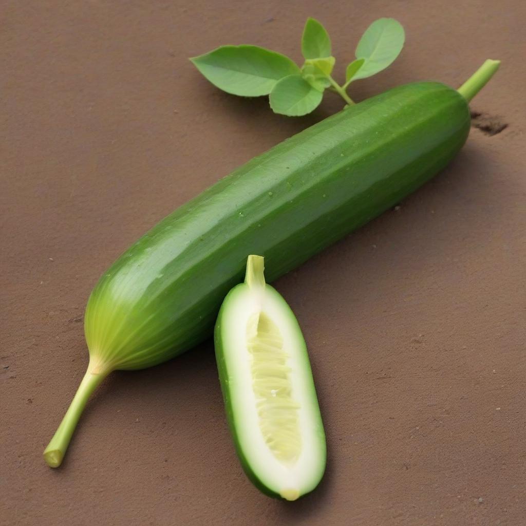  Overview of a wild cucumber that an unknown bird eats