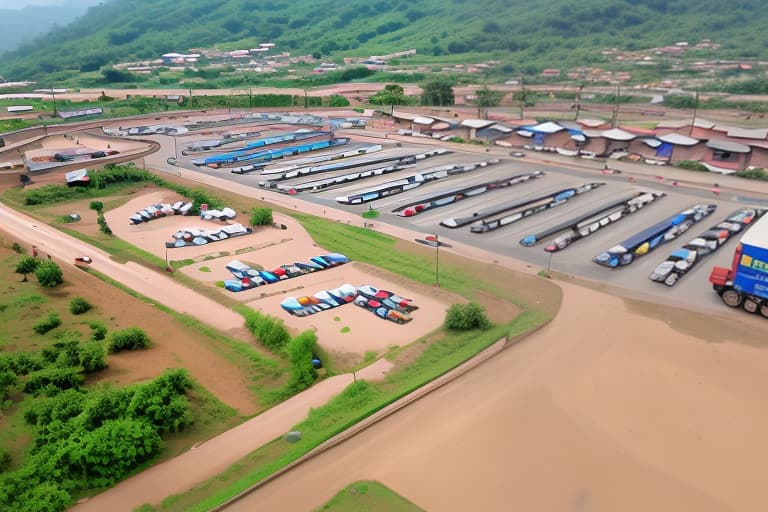  A lorry station for Bibiani, a town in Ghana.