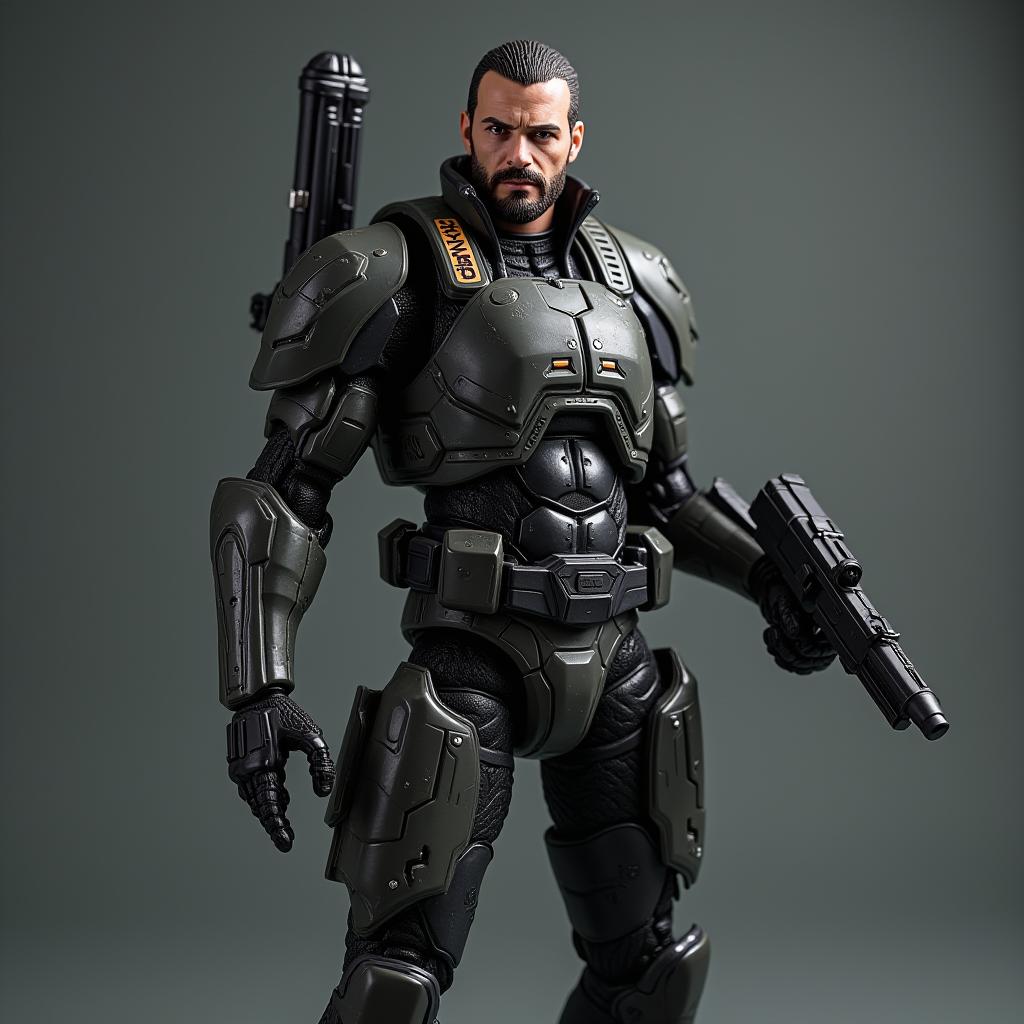  good quality, high quality, futuristic action figure with gun in hand