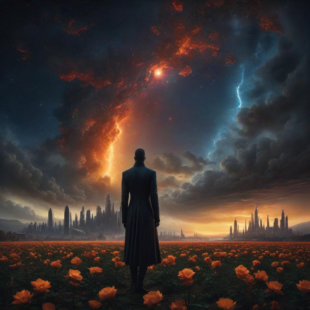  (stylized by Tomasz Alen Kopera:1.3) , dark art, dense flower field and Perseid meteor in background, landscape of a (Barcelona:1.2) , very Bizarre and 1600'S, Hurricane, Glitchcore, Amaro, layered textures, ornate, intricate artistic color, complimentary colors, very inspirational, atmosphere, fine artistic composition, sunny, theatrical hyperrealistic, full body, detailed clothing, highly detailed, cinematic lighting, stunningly beautiful, intricate, sharp focus, f/1. 8, 85mm, (centered image composition), (professionally color graded), ((bright soft diffused light)), volumetric fog, trending on instagram, trending on tumblr, HDR 4K, 8K