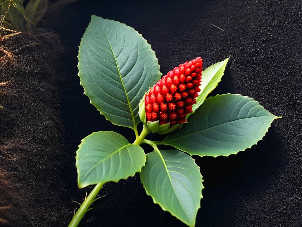  An ultradetailed image of a vibrant and intricate achiote plant with its bright red seeds, set against a simple, white background. Each detail of the plant, from its textured leaves to the intricate patterns on the seeds, is vividly captured in stunning clarity, showcasing the natural beauty and richness of achiote as a colorant for vibrant and delicious pastries. hyperrealistic, full body, detailed clothing, highly detailed, cinematic lighting, stunningly beautiful, intricate, sharp focus, f/1. 8, 85mm, (centered image composition), (professionally color graded), ((bright soft diffused light)), volumetric fog, trending on instagram, trending on tumblr, HDR 4K, 8K