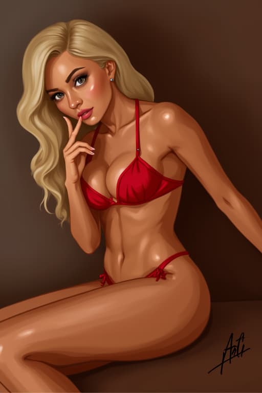  hot blonde, (wearing red lingerie)