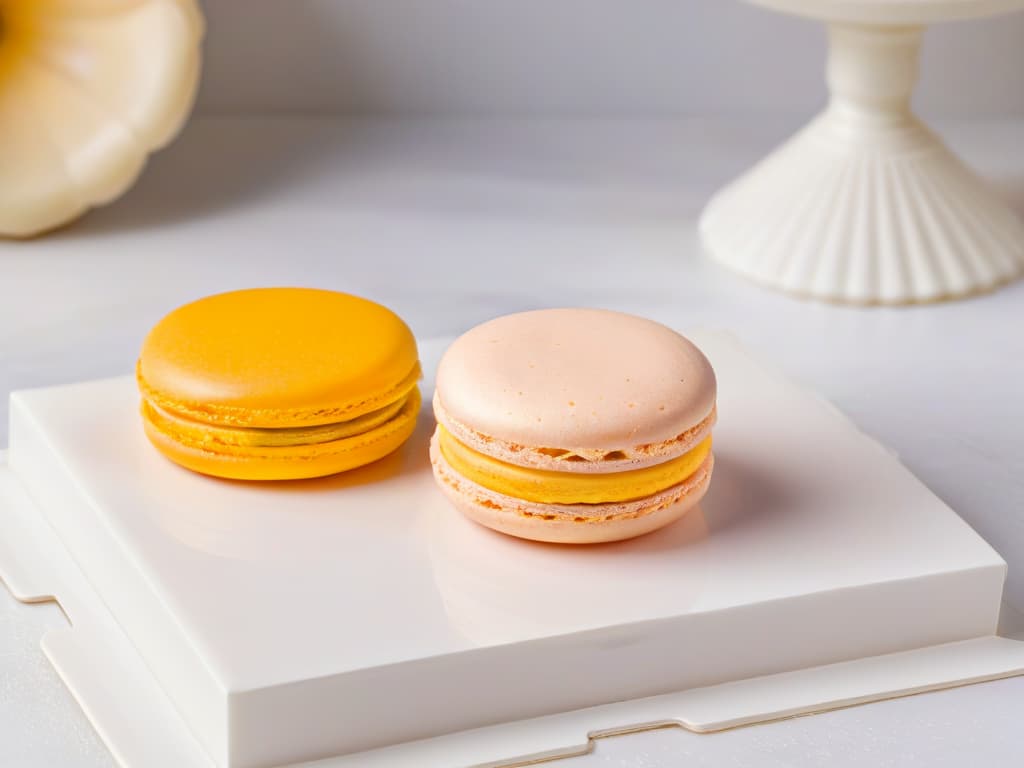  An ultradetailed closeup image of a classic French macaron, perfectly baked with a smooth, glossy surface, delicate feet, and a pastel pink color. The macaron is delicately placed on a pristine white marble countertop, creating a sophisticated and elegant visual. hyperrealistic, full body, detailed clothing, highly detailed, cinematic lighting, stunningly beautiful, intricate, sharp focus, f/1. 8, 85mm, (centered image composition), (professionally color graded), ((bright soft diffused light)), volumetric fog, trending on instagram, trending on tumblr, HDR 4K, 8K