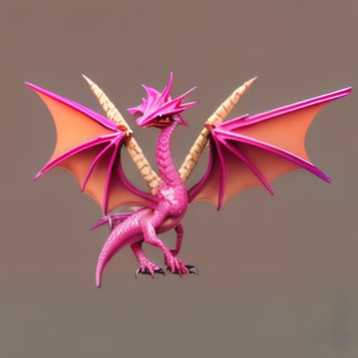  Pink and red small pink dragon with wings and with a saddle