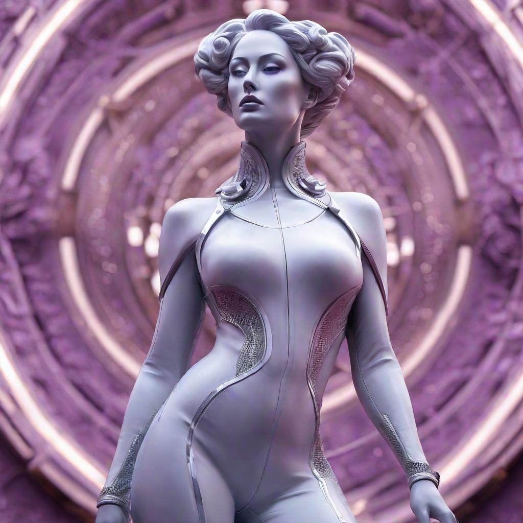  Planeta morado con nubes lilas, statue made of marble, futuristic cybernetic, transhumanism, full body shot, perfect symmetrical body, perfect symmetrical face, hyper realistic, hyper detailed, by johannen voss, by peter kemp, by monia merlo, by michelangelo, octane render, blender, 8 k hyperrealistic, full body, detailed clothing, highly detailed, cinematic lighting, stunningly beautiful, intricate, sharp focus, f/1. 8, 85mm, (centered image composition), (professionally color graded), ((bright soft diffused light)), volumetric fog, trending on instagram, trending on tumblr, HDR 4K, 8K