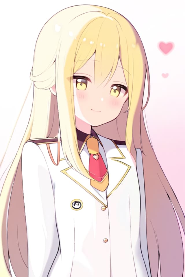  Heart, straight, cute, uniform, gentle, long hair, yellow