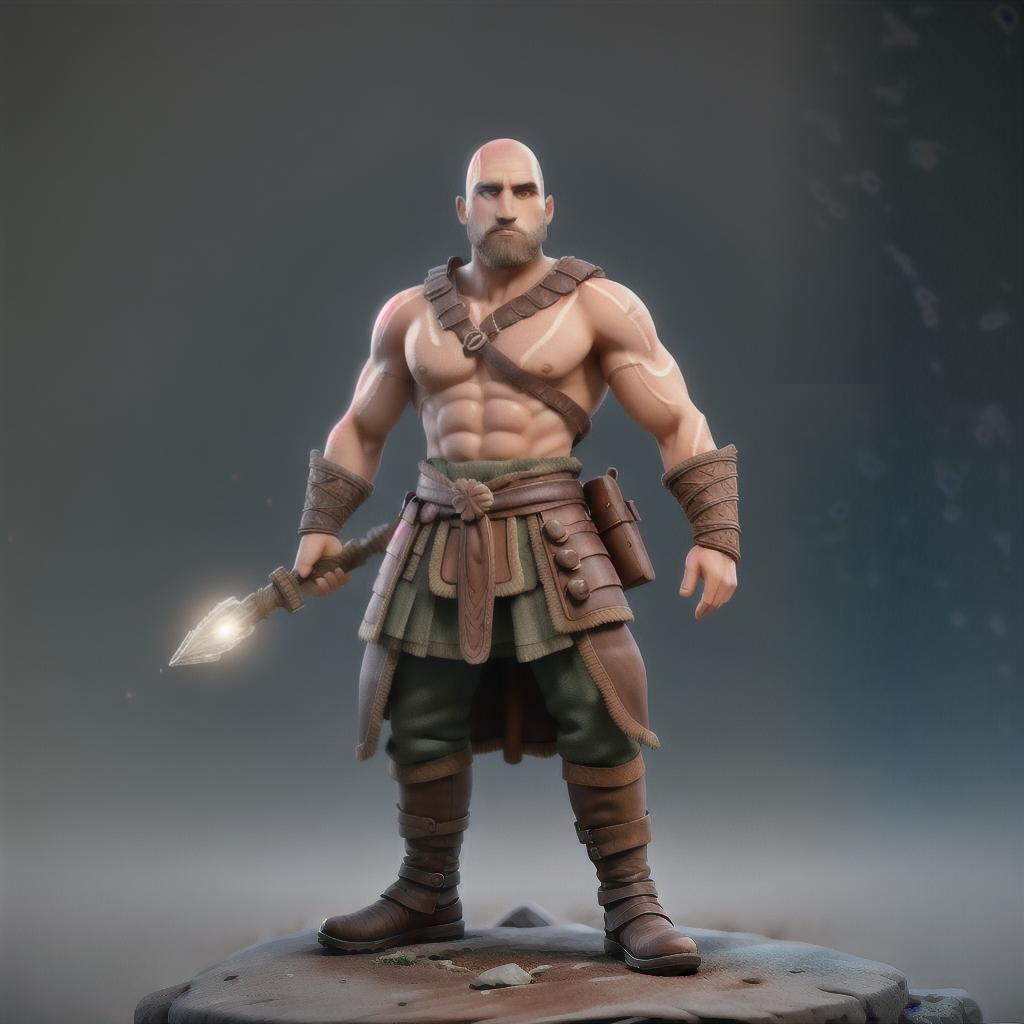  God of war hyperrealistic, full body, detailed clothing, highly detailed, cinematic lighting, stunningly beautiful, intricate, sharp focus, f/1. 8, 85mm, (centered image composition), (professionally color graded), ((bright soft diffused light)), volumetric fog, trending on instagram, trending on tumblr, HDR 4K, 8K