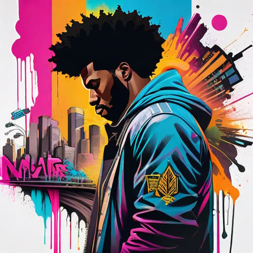  ((white background)), graffiti style Impactful composition, dripping neon heat splash paint across the shape of a Side view of black man with rich afro hair, ((artistic)), ((artistic color)), body shoot, high detail, street art, vibrant, urban, detailed, tag, mural hyperrealistic, full body, detailed clothing, highly detailed, cinematic lighting, stunningly beautiful, intricate, sharp focus, f/1. 8, 85mm, (centered image composition), (professionally color graded), ((bright soft diffused light)), volumetric fog, trending on instagram, trending on tumblr, HDR 4K, 8K