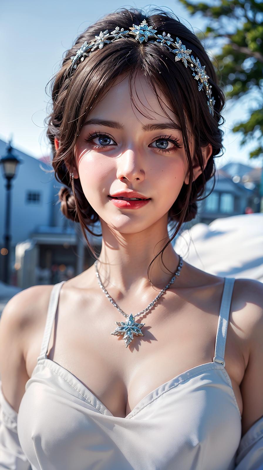  ultra high res, (photorealistic:1.4), raw photo, (realistic face), realistic eyes, (realistic skin), <lora:XXMix9_v20LoRa:0.8>, ((((masterpiece)))), best quality, very_high_resolution, ultra-detailed, in-frame, beautiful girl, snow, enchanting smile, icy blue eyes, feminine grace, snowy scenery, radiant charm, porcelain skin, ethereal beauty, winter princess, sparkling snowflakes, delicate features, ethereal presence, pure innocence, snow-white complexion, captivating allure, angelic appearance, frosty elegance, delicate snowfall, enchanting aura, glistening snow