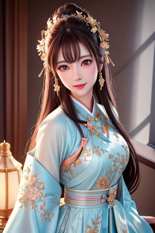  best quality, masterpiece, highres, 1girl,blush,(seductive smile:0.8),star shaped pupils,china hanfu,hair ornament,necklace, jewelry,Beautiful face,upon body, tyndall effect,photorealistic, dark studio, rim lighting, two tone lighting,(high detailed skin:1.2), 8k uhd, dslr, soft lighting, high quality, volumetric lighting, candid, Photograph, high resolution, 4k, 8k, Bokeh hyperrealistic, full body, detailed clothing, highly detailed, cinematic lighting, stunningly beautiful, intricate, sharp focus, f/1. 8, 85mm, (centered image composition), (professionally color graded), ((bright soft diffused light)), volumetric fog, trending on instagram, trending on tumblr, HDR 4K, 8K