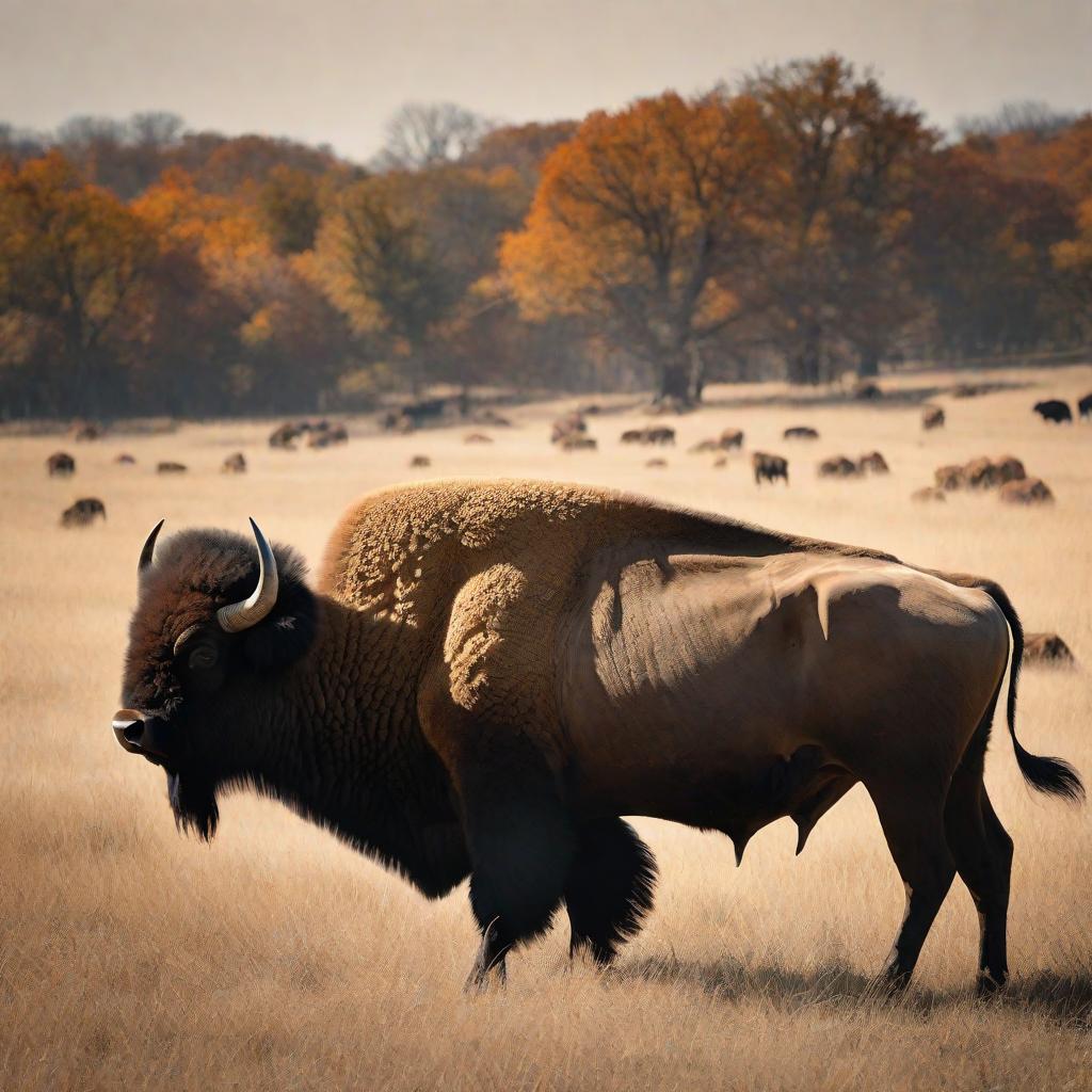  masterpiece, best quality, A Kansas bison above a Texas longhorn that’s a above a missouri animal