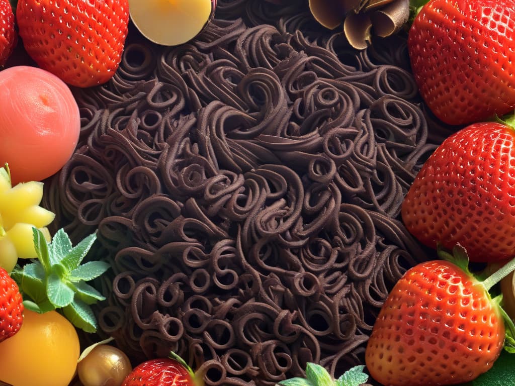  An ultradetailed 8k image of a variety of colorful, intricately designed 3D printed edible filaments in a sleek, minimalist setting. Each filament should showcase a different flavor like chocolate, strawberry, mint, and vanilla, with a high level of intricate detail highlighting their texture and shine. The background should be a soft, neutral color to make the filaments pop, creating a visually captivating and professional image that perfectly complements the informative tone of the article. hyperrealistic, full body, detailed clothing, highly detailed, cinematic lighting, stunningly beautiful, intricate, sharp focus, f/1. 8, 85mm, (centered image composition), (professionally color graded), ((bright soft diffused light)), volumetric fog, trending on instagram, trending on tumblr, HDR 4K, 8K