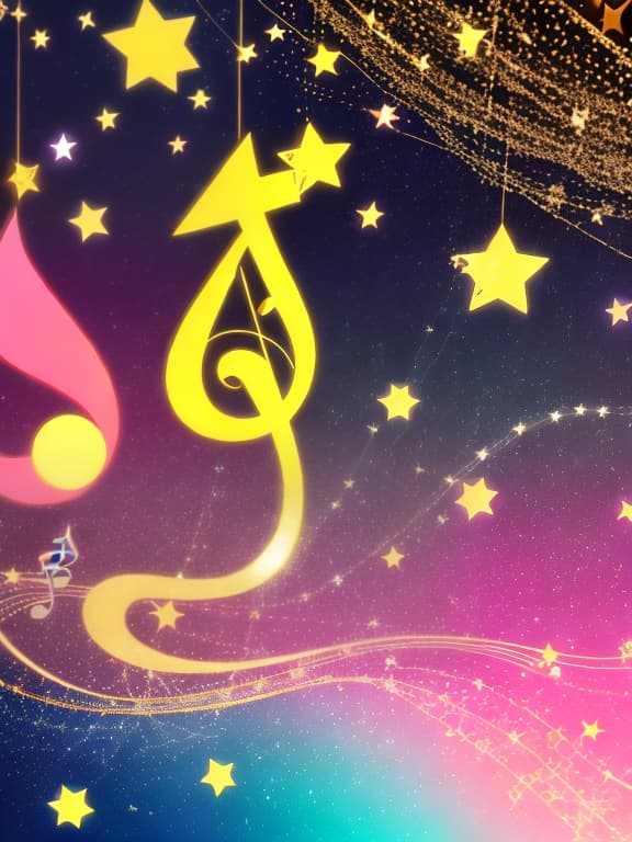  Cute musical notes and sparkling stars and gems wallpaper