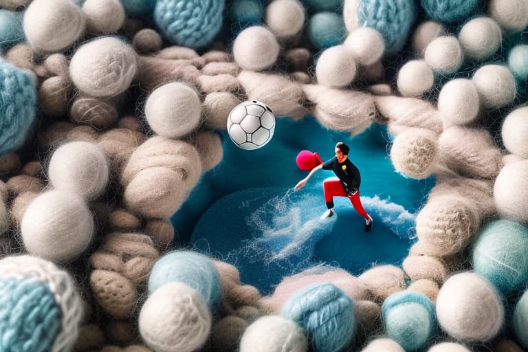 woolitize Cristiano Ronaldo playing football in ocean. hyperrealistic, full body, detailed clothing, highly detailed, cinematic lighting, stunningly beautiful, intricate, sharp focus, f/1. 8, 85mm, (centered image composition), (professionally color graded), ((bright soft diffused light)), volumetric fog, trending on instagram, trending on tumblr, HDR 4K, 8K