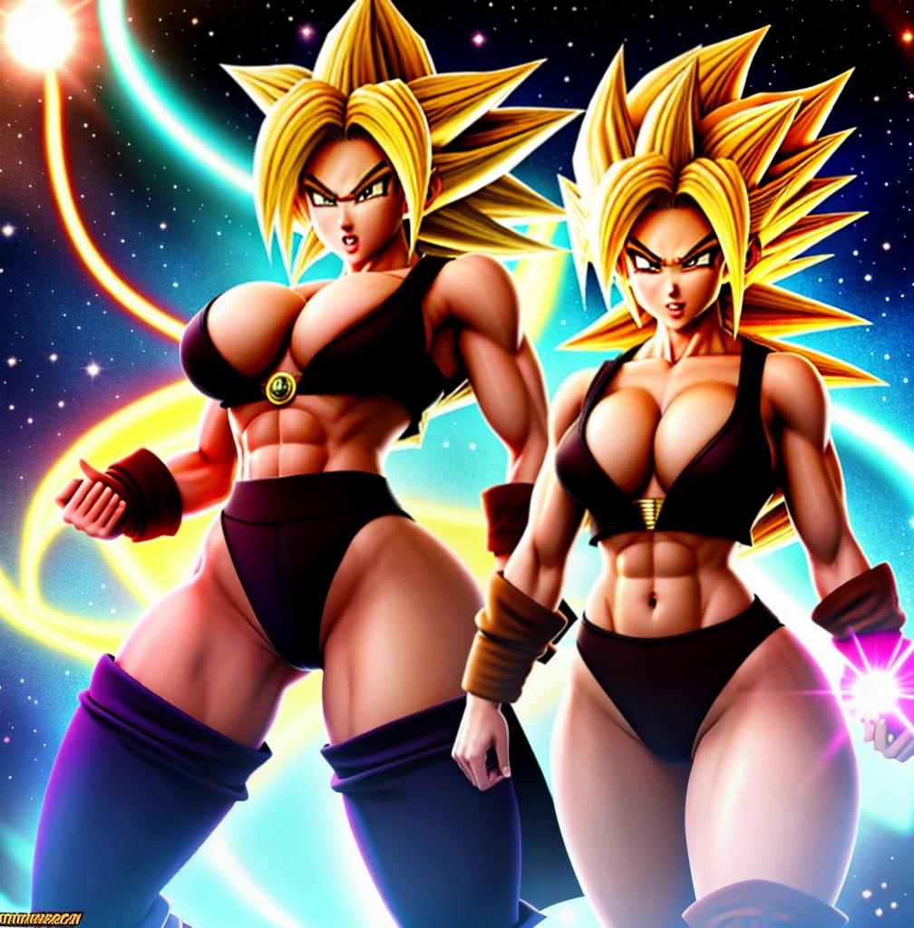  ((foto de cuerpo completo, pie plano, cuerpo recto)), ((laura {Super Super Saiyan mujer con grandes pechos})), ((lleva puesto son goku+Los disfraces de ella son extremadamente ajustados a su cuerpo.))